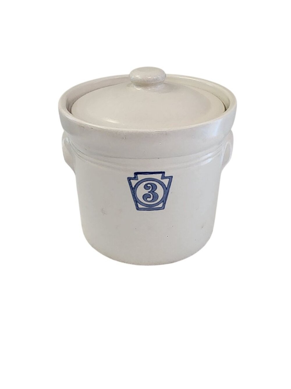 Pfaltzgraff Yorktowne Keystone #3 Stoneware Canister Crock Lid Storage Jar